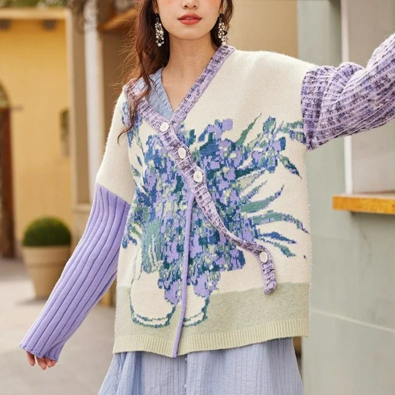Autumn Winter French Vintage Knitted Pullovers Women Kawaii Oil Painting Pattern Sweater Coat Girls Cute Knitwear Cardigans 2023
Autumn Winter French Vintage Knitted Pullovers Women Kawaii Oil Painting Pattern Sweater Coat Girls Cute Knitwear Cardigans 2023