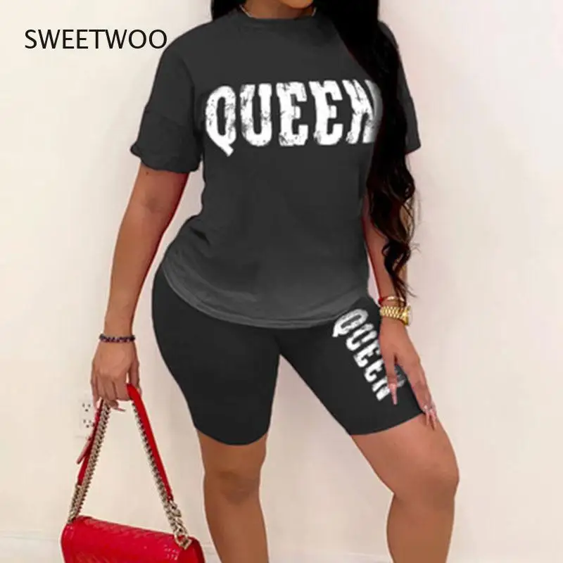 Summer Women Casual Round Neck Letter Gradient Short Sleeve T-Shirt Pencil Shorts Fashion Home Wear Two Piece Women Suit
Summer Women Casual Round Neck Letter Gradient Short Sleeve T-Shirt Pencil Shorts Fashion Home Wear Two Piece Women Suit