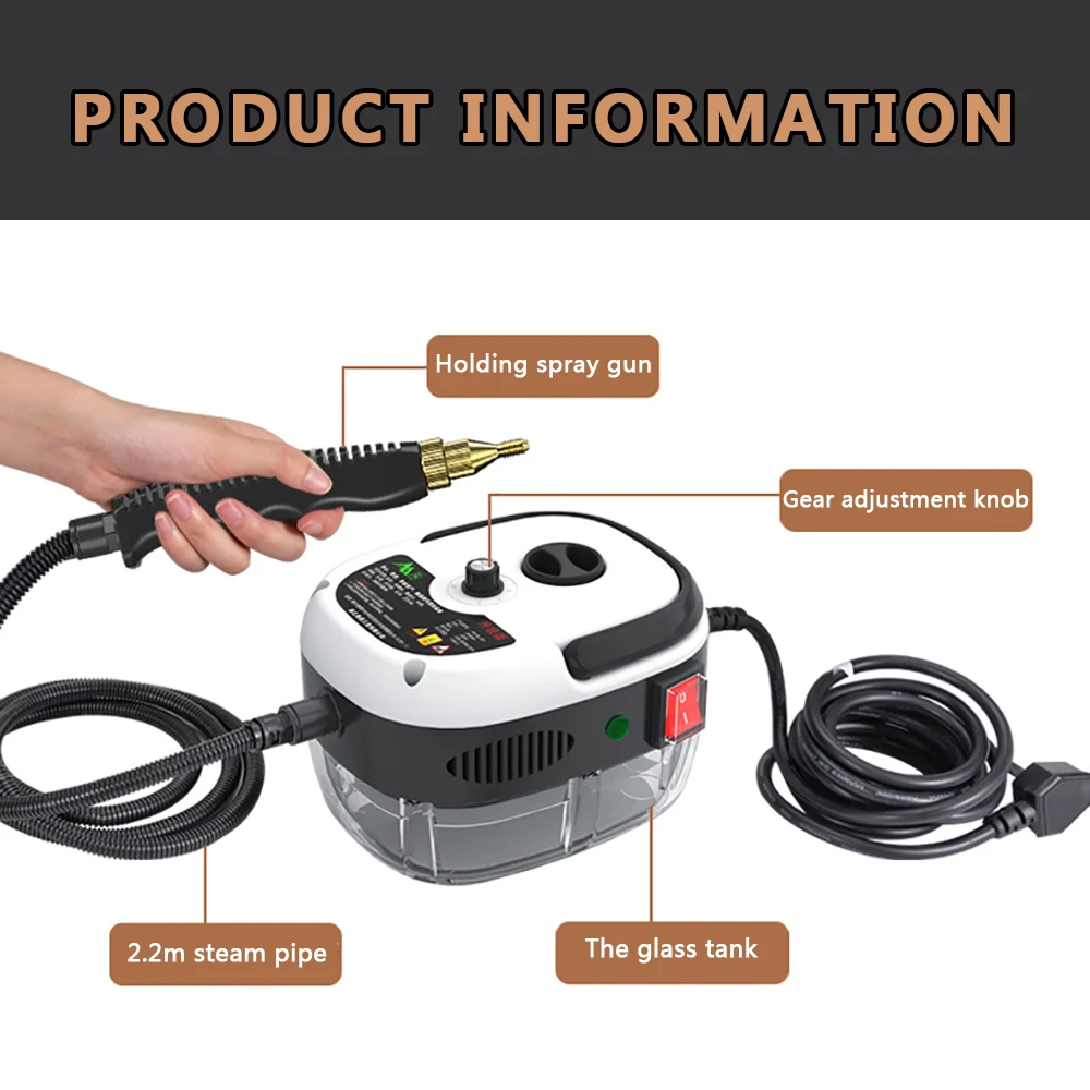 High Pressure Steam Cleaner 2500W Handheld High Temp Portable Cleaning Machine for Home Use Grout Tile Car Kitchen
High Pressure Steam Cleaner 2500W Handheld High Temp Portable Cleaning Machine for Home Use Grout Tile Car Kitchen