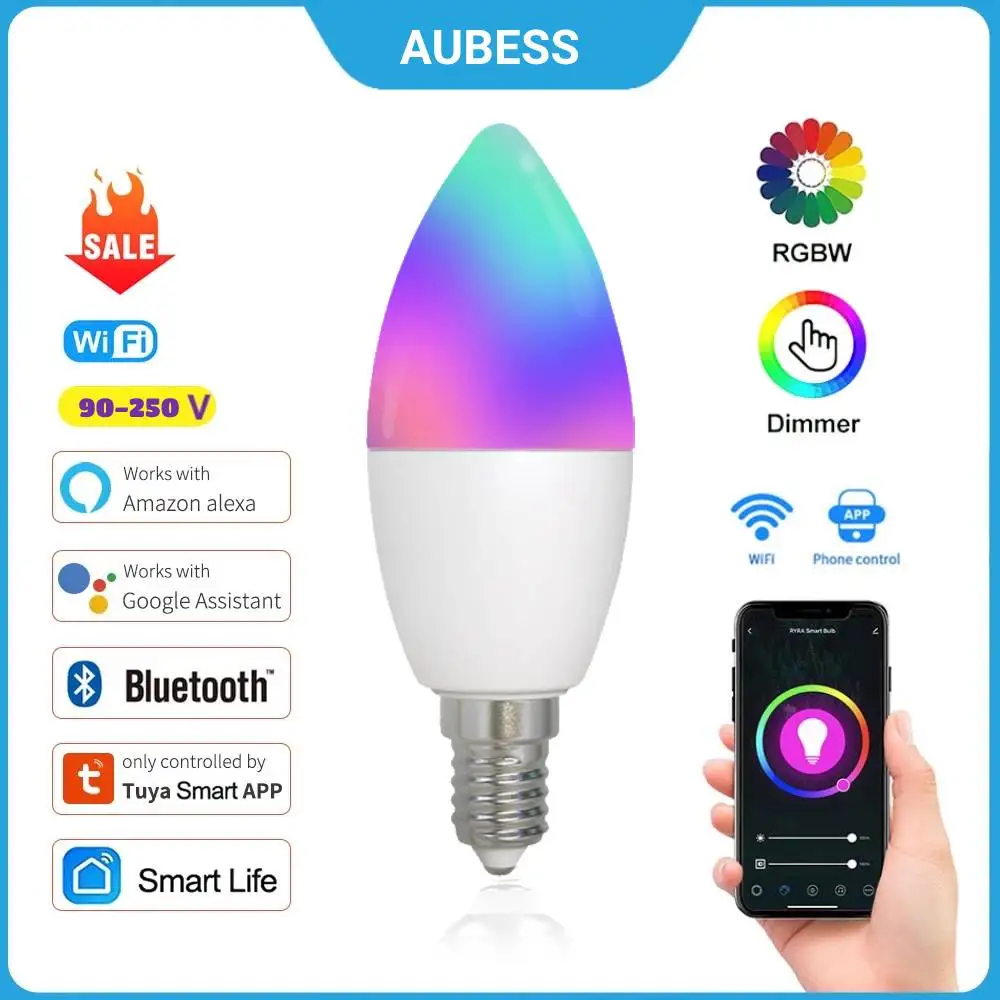 Умная лампа Aubess Tuya E14 с Wi-Fi, регулируемая LED лампа с голосовым управлением, для Alexa, Google Home, Яндекс. Алисы
Умная лампа Aubess Tuya E14 с Wi-Fi, регулируемая LED лампа с голосовым управлением, для Alexa, Google Home, Яндекс. Алисы