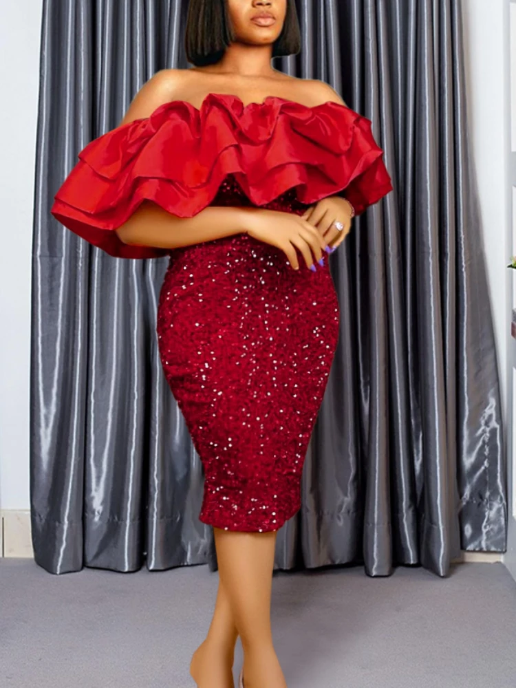 AOMEI Red Sequined Dress Party Shiny Sparkly Glitter Elegant Women Velvet Off Shoulder Chest Wrap Ruffle Bodycon Birthday Gowns
AOMEI Red Sequined Dress Party Shiny Sparkly Glitter Elegant Women Velvet Off Shoulder Chest Wrap Ruffle Bodycon Birthday Gowns