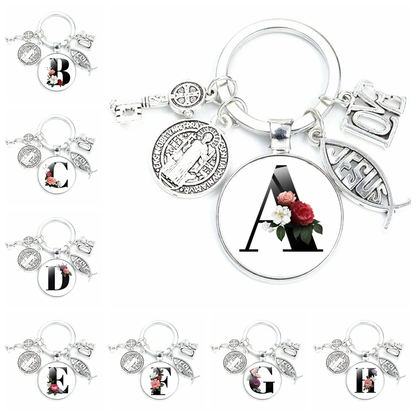 A-Z Initial Letters Saint Benedict Medallion Keychain I LOVE JESUS Catholic San Benito Keyring Glass Cabochon Pendant Jewelry
A-Z Initial Letters Saint Benedict Medallion Keychain I LOVE JESUS Catholic San Benito Keyring Glass Cabochon Pendant Jewelry