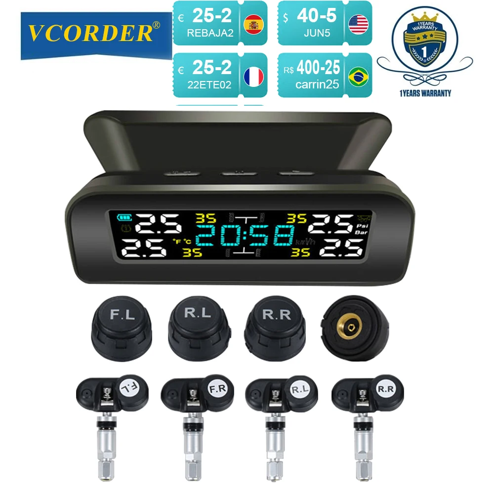 Беспроводная система контроля давления в шинах TPMS, часы на солнечной энергии, ЖК-дисплей, 4 внешних датчика, датчик парковки, s для автомобиль...
Беспроводная система контроля давления в шинах TPMS, часы на солнечной энергии, ЖК-дисплей, 4 внешних датчика, датчик парковки, s для автомобиль...