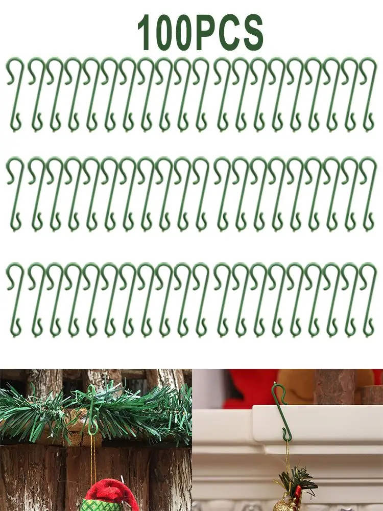 100 Pcs Couple Christmas Bauble Ornament Hooks S-Shaped Metal Hanger For Christmas Tree Decorations Supplies 14.5x4.5cm Green
100 Pcs Couple Christmas Bauble Ornament Hooks S-Shaped Metal Hanger For Christmas Tree Decorations Supplies 14.5x4.5cm Green