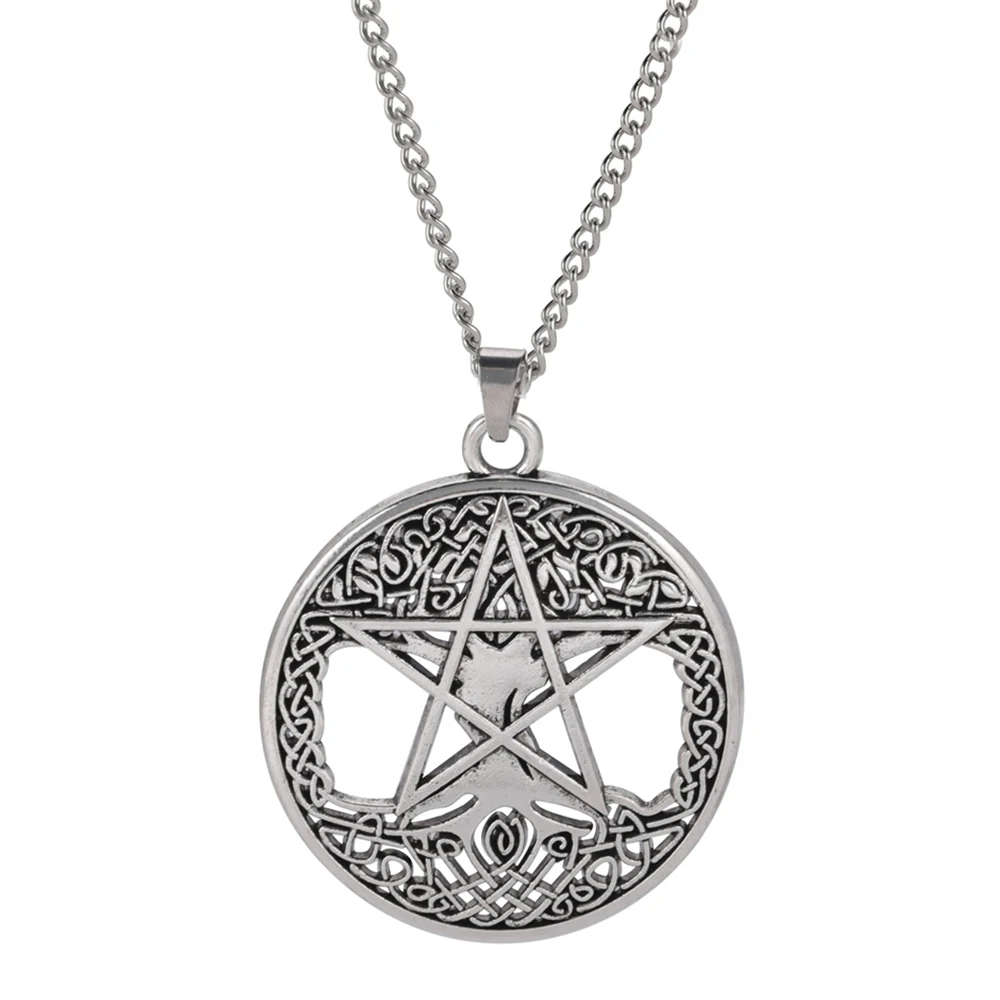 

My Shape Retro Pentagram Tree of Life Necklace Pentacle Pendant Magic Amulet Vintage Wicca Wiccan Jewelry Gifts for Women Men