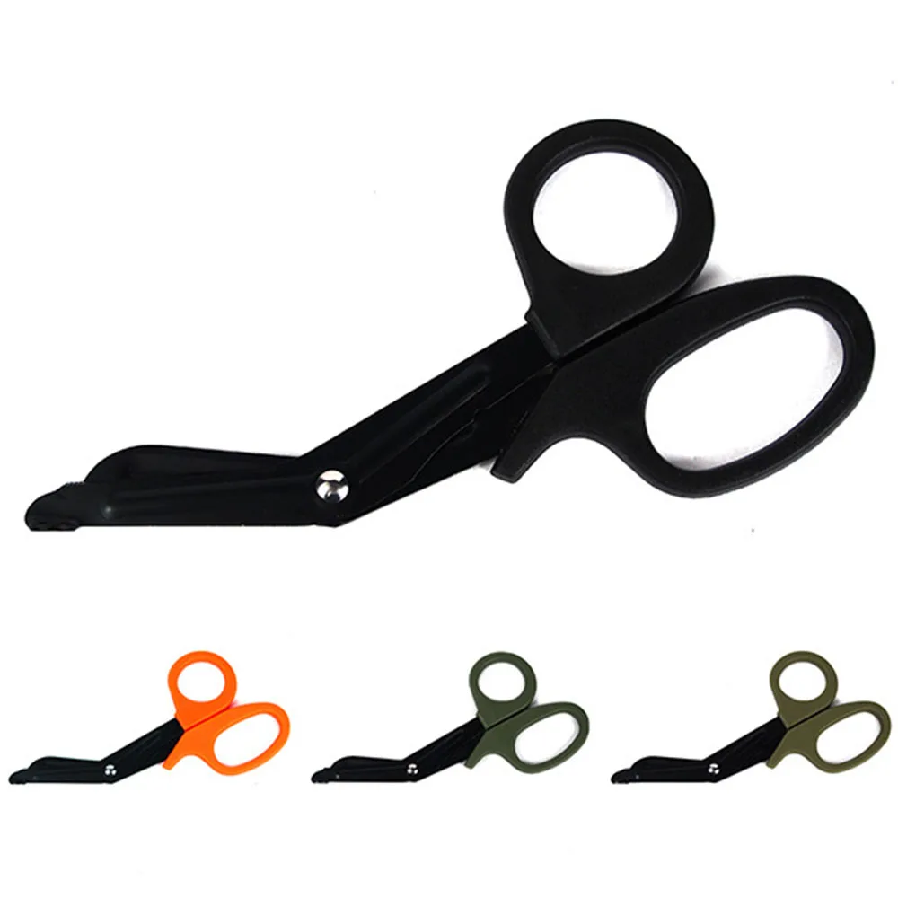 

First Aid Bonded Bandage Shears, EMT Survival Rescue Scissors with Fine Teeth First-aid Canvas Scissors Field Survival Equipment