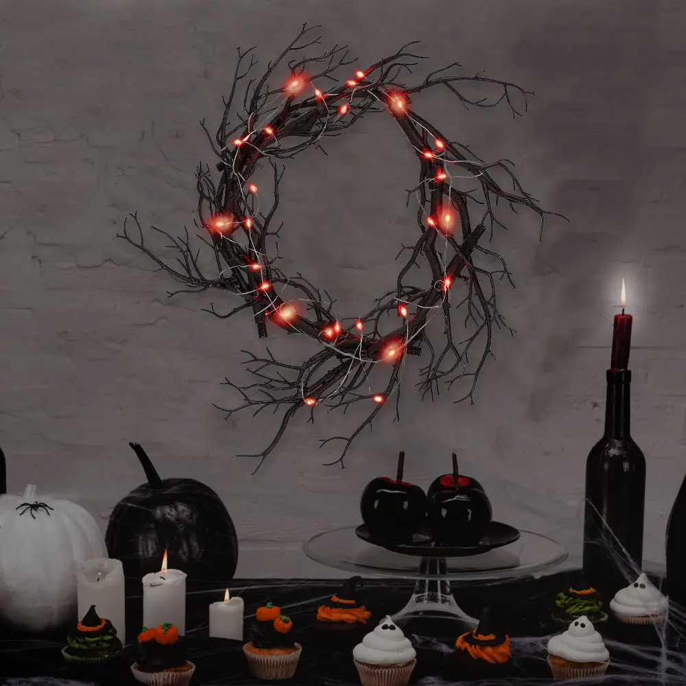 Lighted Halloween Wreath Ghost Festival Black Branch Front Door Window Photo Props Decoration Luminous Party Garland
Lighted Halloween Wreath Ghost Festival Black Branch Front Door Window Photo Props Decoration Luminous Party Garland