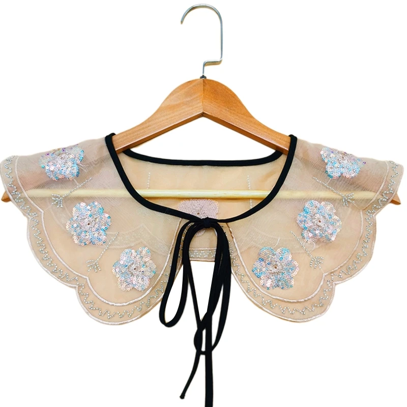 Women Emboridery Floral Beads Shawl Detachable Collar Sheer Half Shirt Lace-Up Bowknot Scarf Capelet Clothing Accessorie L21E
Women Emboridery Floral Beads Shawl Detachable Collar Sheer Half Shirt Lace-Up Bowknot Scarf Capelet Clothing Accessorie L21E