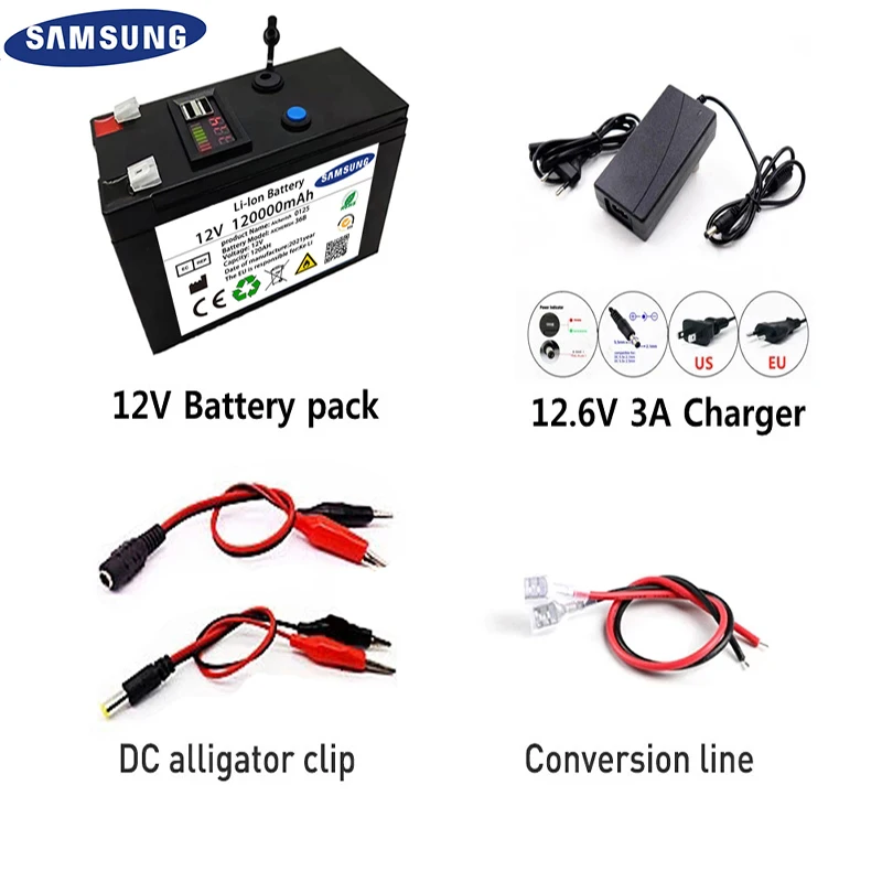 New 12V 120000MAh Portable And Rechargeable 18650 Battery Built-In 5V 2.1A USB Power Display Charging Port With + 12.6V Charger
New 12V 120000MAh Portable And Rechargeable 18650 Battery Built-In 5V 2.1A USB Power Display Charging Port With + 12.6V Charger