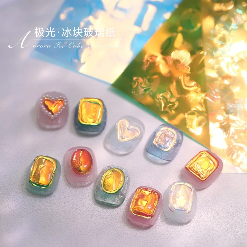 1Sheet Ice Cube Cellophane Design Nail Art Sticker Aurora Nail Decals Designer Transfer Wraps Stickers For Nail Art Supplies
1Sheet Ice Cube Cellophane Design Nail Art Sticker Aurora Nail Decals Designer Transfer Wraps Stickers For Nail Art Supplies