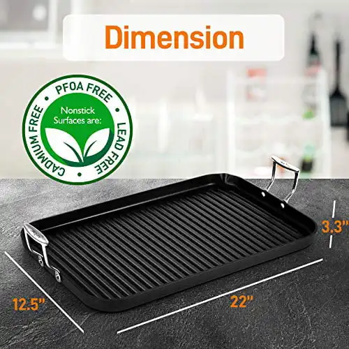 2023 New Nonstick Stove Top Grill Pan - PTFE/PFOA/PFOS Free Need two Burners 20" x 13" Hard-Anodized Non stick Grill & Griddle P
2023 New Nonstick Stove Top Grill Pan - PTFE/PFOA/PFOS Free Need two Burners 20" x 13" Hard-Anodized Non stick Grill & Griddle P