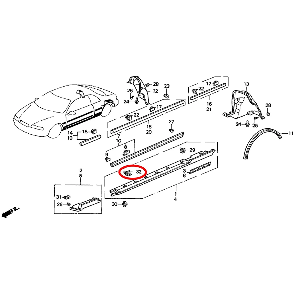 30x Car Clips Side Skirt Sill Seal Panel Mounting Trim Clip 91513SM4OOO For Acura For Honda For Accord Panel Moulding Clips
30x Car Clips Side Skirt Sill Seal Panel Mounting Trim Clip 91513SM4OOO For Acura For Honda For Accord Panel Moulding Clips