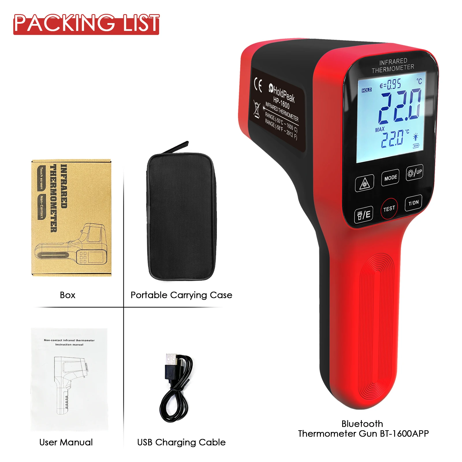 HOLDPEAK Пирометр-58F~2912 F AI-1600
HOLDPEAK Пирометр-58F~2912 F AI-1600