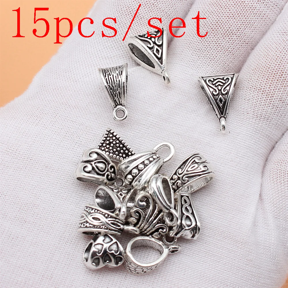 

Inverted Triangle Tee Bails Beads Charms For Jewelry Making Keychain Pendant Cute Items 15pcs/set