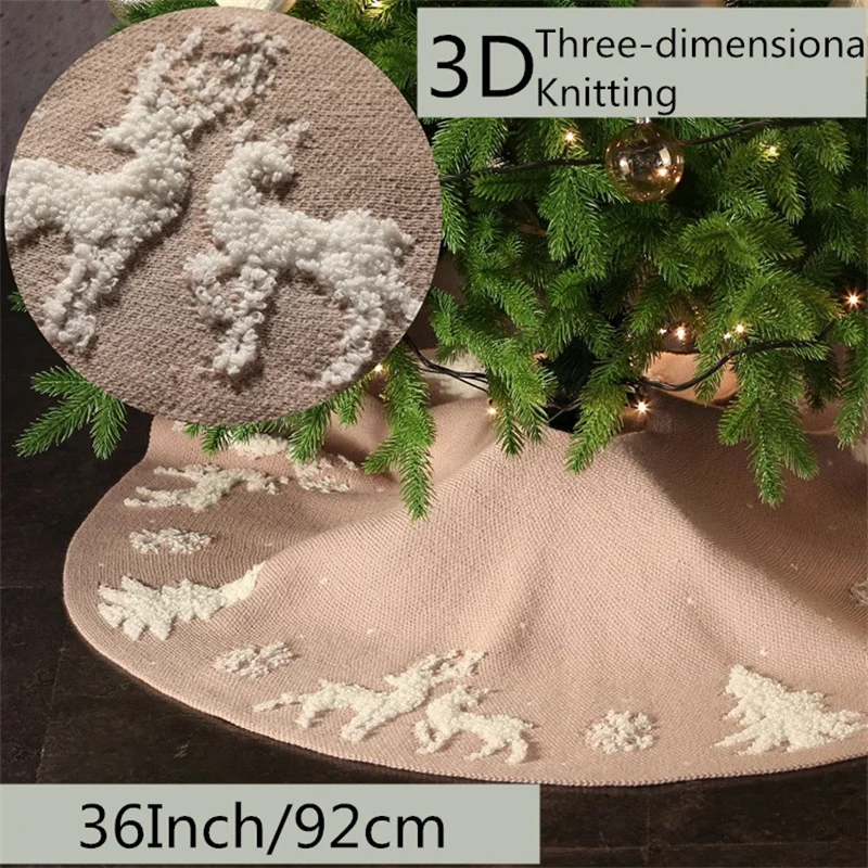 

Юбки для новогодней елки 36 дюймов/92 см, украшения для рождественской елки красного и бежевого цвета с оленем, базовый коврик, коврик для ново...