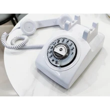 White Rotary Type Antique Telephone Audio Guest Book Phone Message Record Telephone for Wedding
