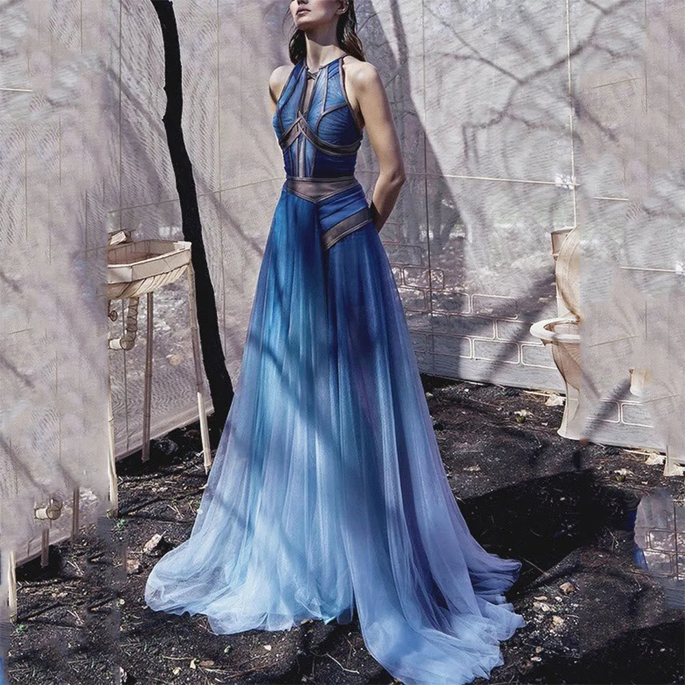 Женские длинные платья для выпускного вечера из 2022 тюля без рукавов с коротким шлейфом и лямкой на шее официальное вечернее коктейльное Веч... 
Женские длинные платья для выпускного вечера из 2022 тюля без рукавов с коротким шлейфом и лямкой на шее официальное вечернее коктейльное Веч...