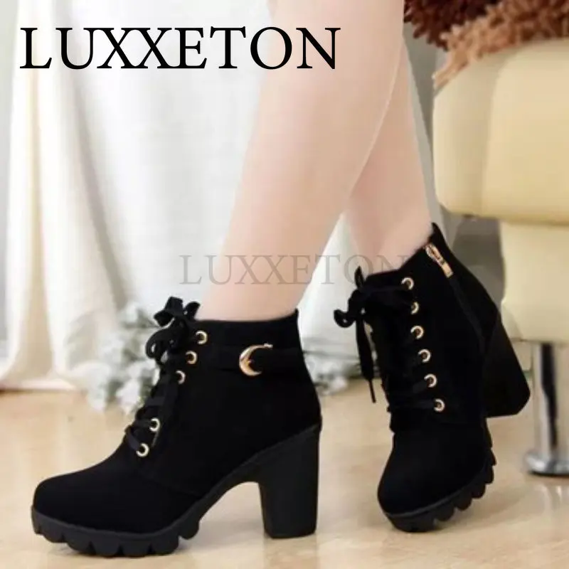 Women Winter Pumps Boots High Quality Lace-up European PU Fashion Chelsea Ankle Luxury The New Listing Square Heel
Women Winter Pumps Boots High Quality Lace-up European PU Fashion Chelsea Ankle Luxury The New Listing Square Heel