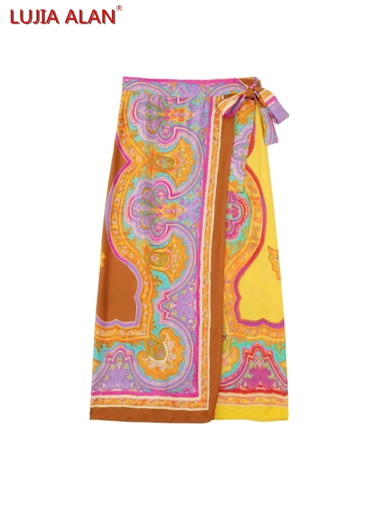 Women Placement Print Lace Up Bow Wrap Sarong Skirts Autumn Female High Waist Loose Streetwear LUJIA ALAN P3100
Women Placement Print Lace Up Bow Wrap Sarong Skirts Autumn Female High Waist Loose Streetwear LUJIA ALAN P3100