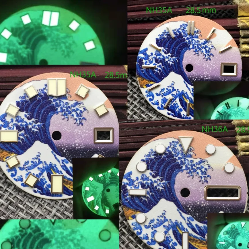 Watch Accessories Kanagawa Sea Waves Lane Full Luminous Fit Dial 28.5mm Surf NH35A and NH36A Movement Watch Dial
Watch Accessories Kanagawa Sea Waves Lane Full Luminous Fit Dial 28.5mm Surf NH35A and NH36A Movement Watch Dial