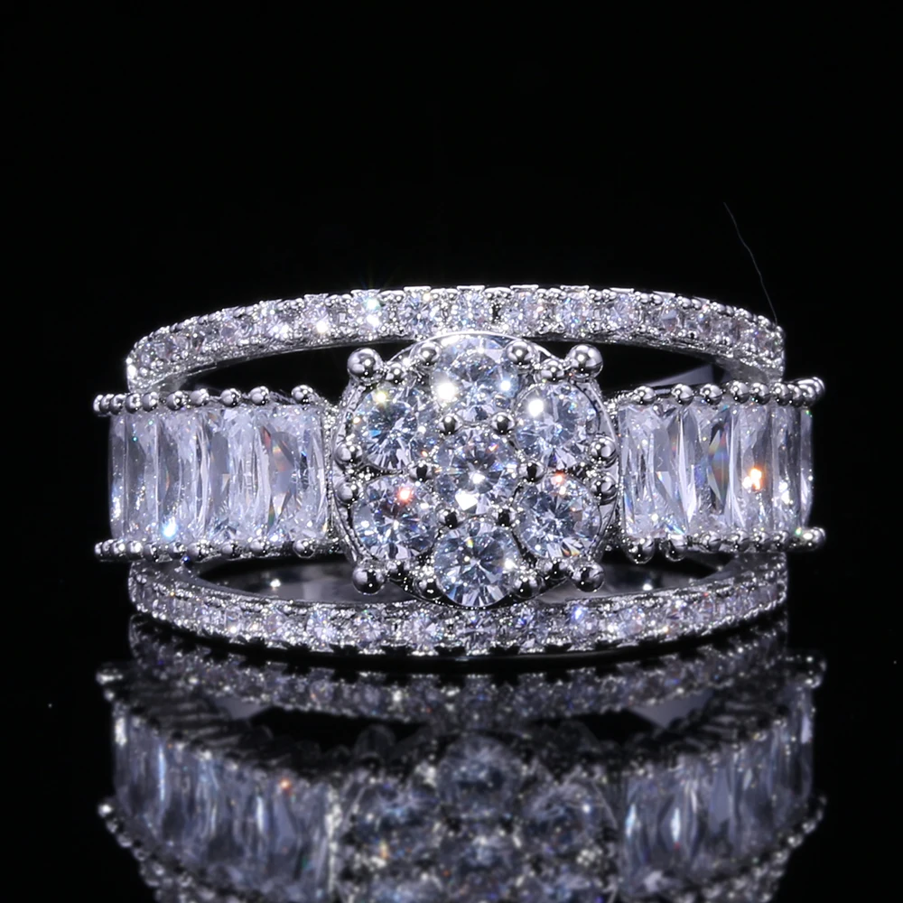 HUITAN Pretty Trendy Wedding Ring With Peach Flower Shaped Cubic Zircon Engagement Ring For Women Micro Paved Luxury Bridal Ring 
HUITAN Pretty Trendy Wedding Ring With Peach Flower Shaped Cubic Zircon Engagement Ring For Women Micro Paved Luxury Bridal Ring