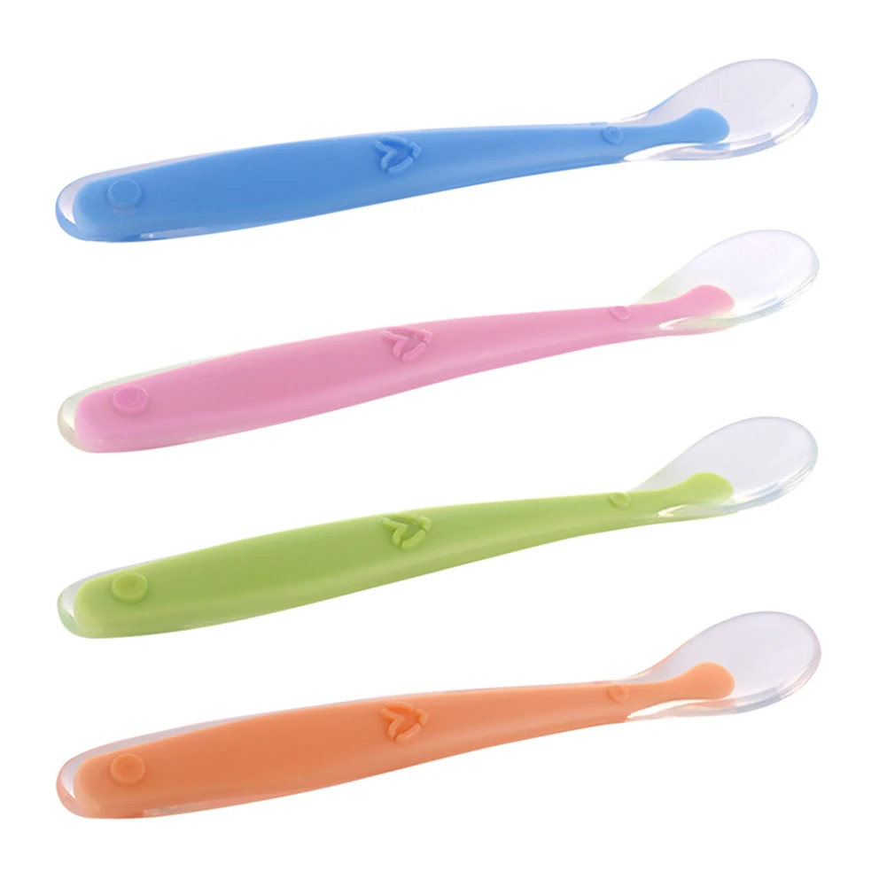 Ложка из мягкого силикона для кормления детей, ложка с датчиком температуры, конфетных цветов, детские столовые приборы, столовые приборы 
Ложка из мягкого силикона для кормления детей, ложка с датчиком температуры, конфетных цветов, детские столовые приборы, столовые приборы
