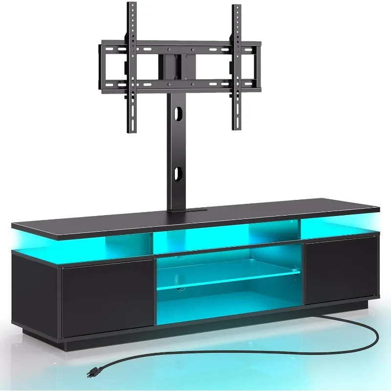 

Rolanstar TV Stand with Mount and Power Outlet 51.2" Swivel TV Stand Mount for 32/45/55/60/65/70 inch TVs