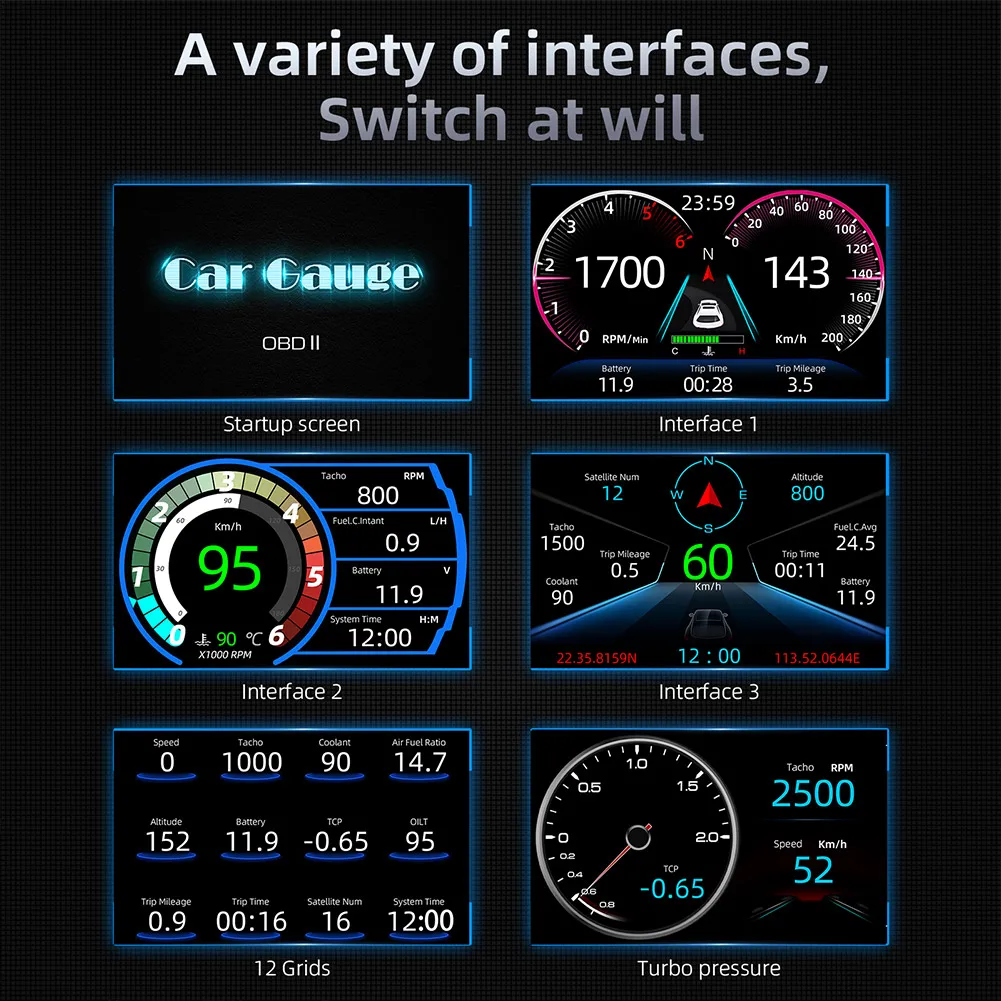 Car Hud OBD2+GPS Head Up Display Smart Gauge Digital Odometer LCD Display Meter OBD2+GPS Dual System 4in LCD Display Large Scree
Car Hud OBD2+GPS Head Up Display Smart Gauge Digital Odometer LCD Display Meter OBD2+GPS Dual System 4in LCD Display Large Scree