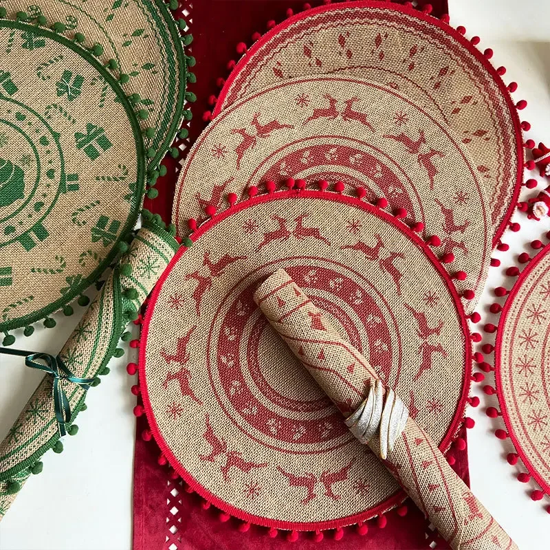 Christmas Placemats Woven Heat-Resistant 38cm Round Placemats Easy to Clean Table Mats for Dining Room Christmas Decor,coasters 
Christmas Placemats Woven Heat-Resistant 38cm Round Placemats Easy to Clean Table Mats for Dining Room Christmas Decor,coasters