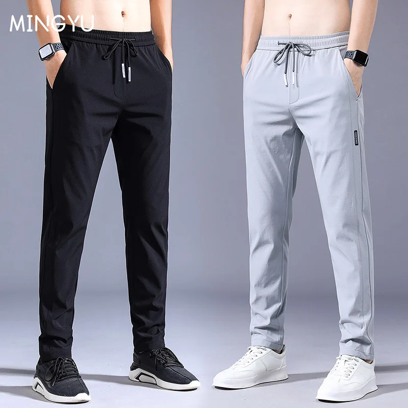 Summer Men's Casual Pants Thin Soft Elasticity Lace-up Waist Solid Color Pocket Applique Korea Grey Black Work Trousers Male 38
Summer Men's Casual Pants Thin Soft Elasticity Lace-up Waist Solid Color Pocket Applique Korea Grey Black Work Trousers Male 38