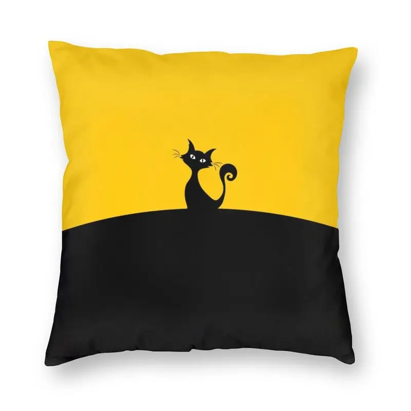 

Наволочки с изображением черной кошки, холма, дивана, гостиной, животных, мультяшных котят, квадратная наволочка 45x45 см