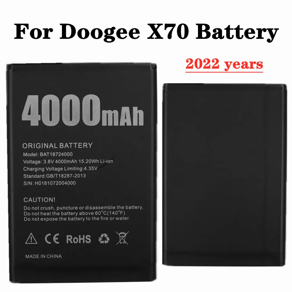 2022 years New 4000mAh BAT18724000 Battery For Doogee X70 High Quality Replacement Batterie Bateria Batteries
2022 years New 4000mAh BAT18724000 Battery For Doogee X70 High Quality Replacement Batterie Bateria Batteries