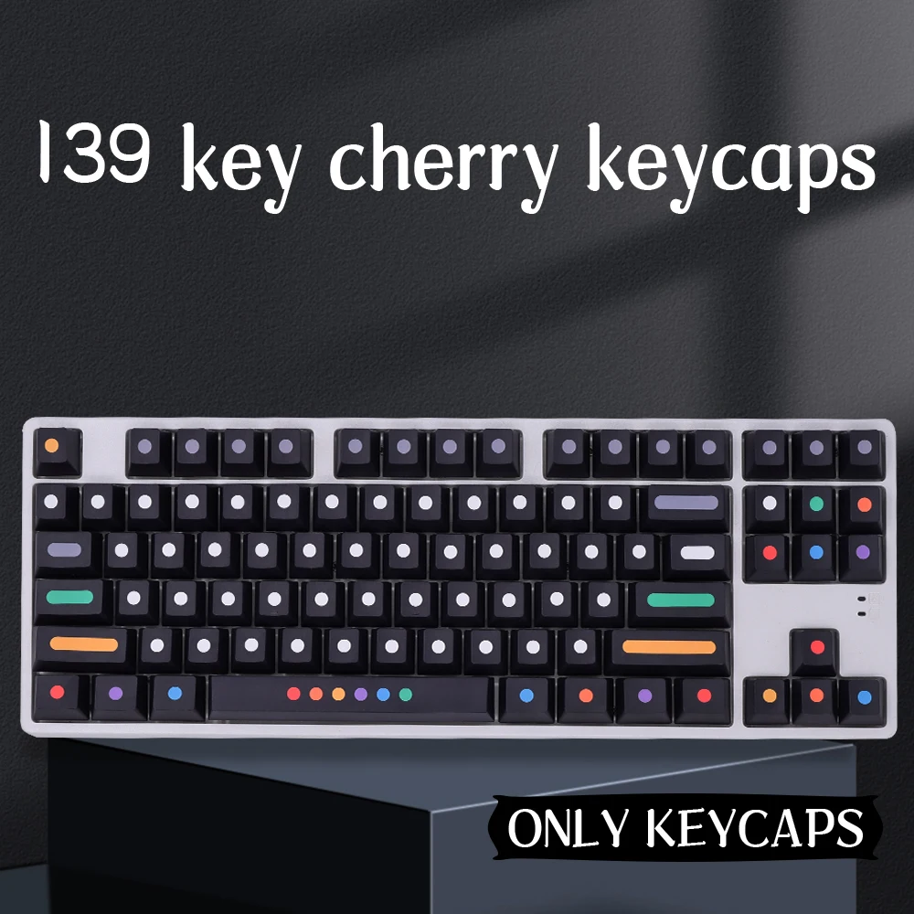 Колпачки черных точек для клавиш Cherry Profile Dye Sub PBT колпачки GMK MX Switch 61/64/68/87/96/980/104/108