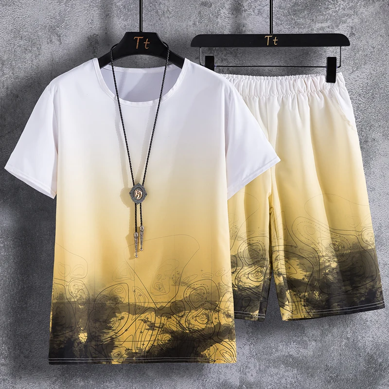 Summer Men Short Sleeve Print Sets 2022 Mens Casual O-Neck Tracksuit Tshirt+Shorts Male Elastic Waist Jogging Sets M-4XL
Summer Men Short Sleeve Print Sets 2022 Mens Casual O-Neck Tracksuit Tshirt+Shorts Male Elastic Waist Jogging Sets M-4XL