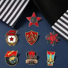 CCCP Cold War Enamel Pins Red Star Flag Brooches History Memory Badge Jewelry