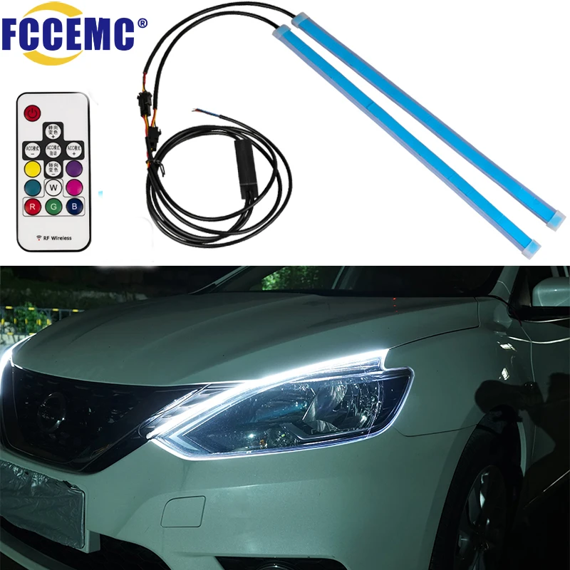 2pcs Sequential Flowing RGB Car Daytime Running Light 12V Remote Waterproof DRL LED Lights Turn Signal Lamp Strip For Headlight
2pcs Sequential Flowing RGB Car Daytime Running Light 12V Remote Waterproof DRL LED Lights Turn Signal Lamp Strip For Headlight