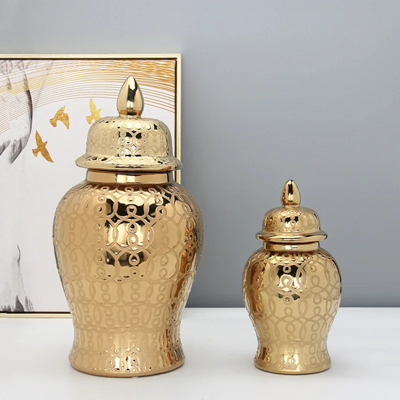 Ceramic General Jar Golden Pattern Porcelain Ginger Jar Crafts Decorative Ornament Vase with Lid Tea Canister Home Decoration
Ceramic General Jar Golden Pattern Porcelain Ginger Jar Crafts Decorative Ornament Vase with Lid Tea Canister Home Decoration