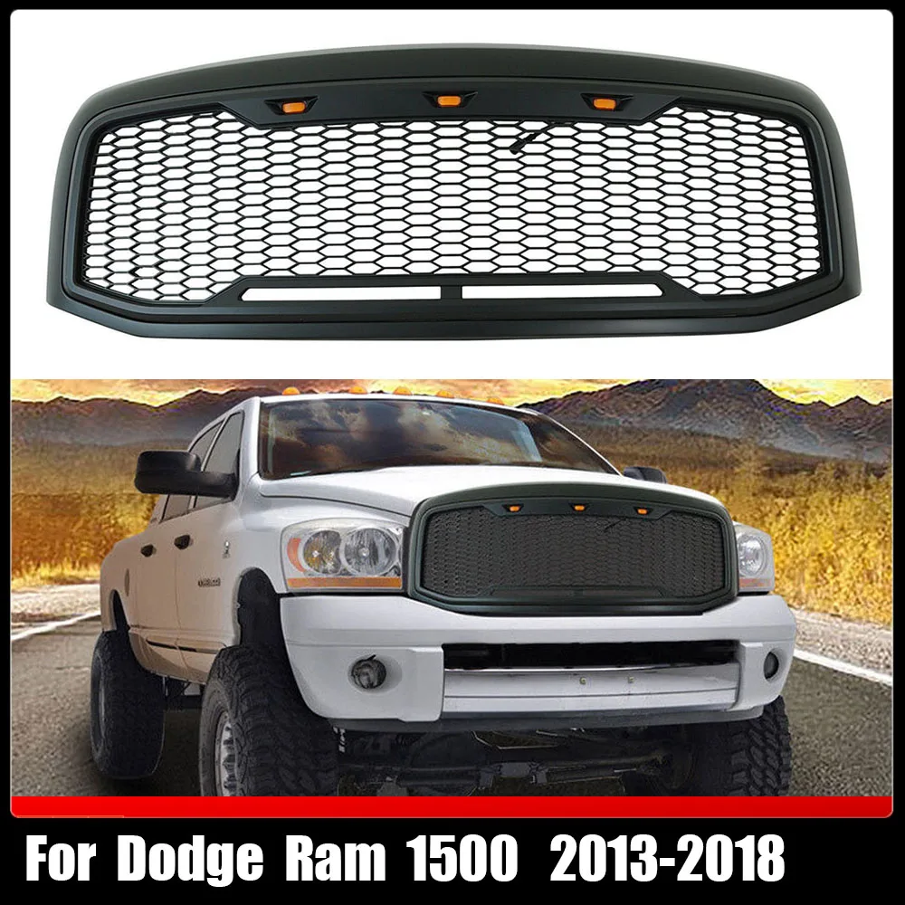 For Dodge Ram 1500 2013-2018 Car Raptor Style Replacement Front Grill Mesh Grille Hood Bumper Grille with LED Light Accessories
For Dodge Ram 1500 2013-2018 Car Raptor Style Replacement Front Grill Mesh Grille Hood Bumper Grille with LED Light Accessories