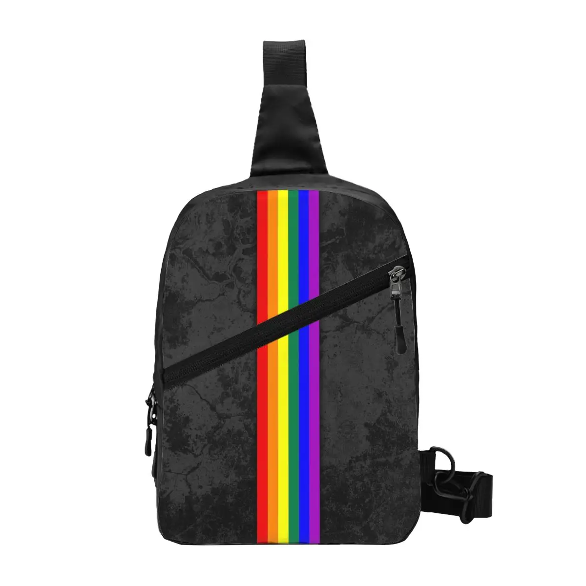 

Personalized Distressed LGBTQ Pride Flag Stripe Sling Bag LGBT Gay Lesbian Shoulder Chest Crossbody Backpack Cycling Daypack
