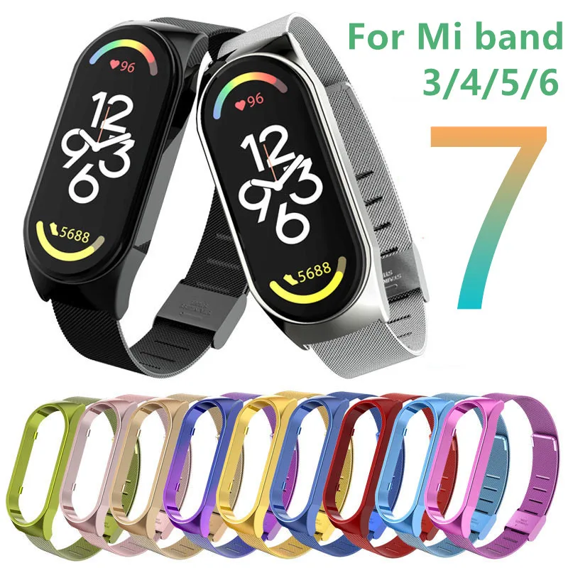 

New For Xiaomi Mi Band 7 6 5 Strap Wrist Metal Bracelet Screwless Stainless Steel MIband 7 6 for Mi Band 3 4 Wristbands Pulseira