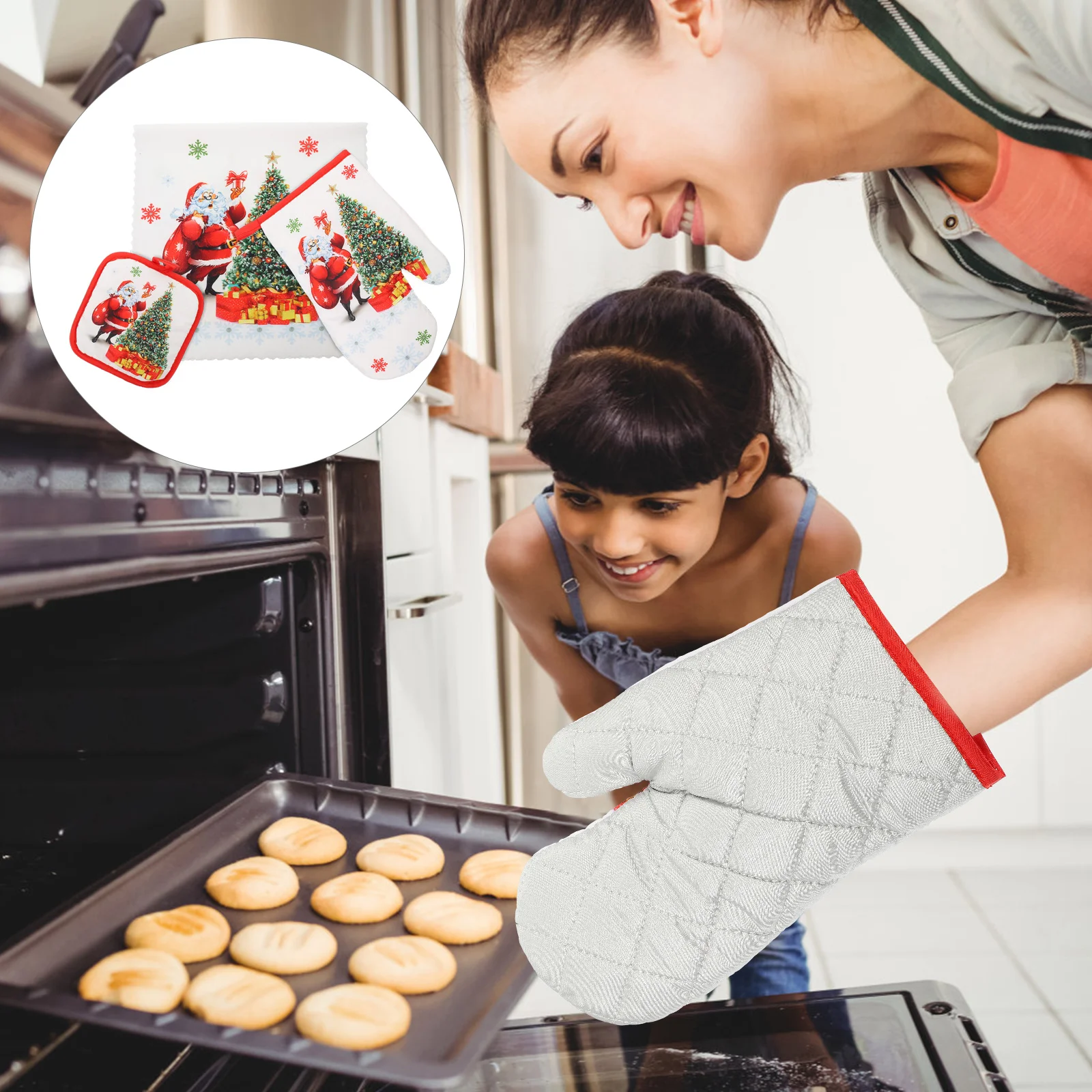 

Christmas Oven Pot Gloves Mitts Kitchen Holders Towels Baking Mittenscookingholder Hotpads Grilling Dish Mitt Microwave
