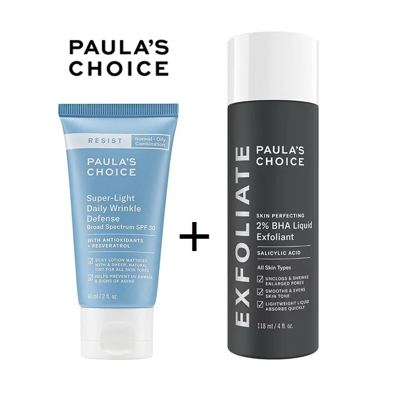 

Paula's Choice EXFOLIATE Skin Perfecting 118ml + Paulas Choice Resist Super-Light Daily Wrinkle Defense SPF30 Moisturizer 60ml