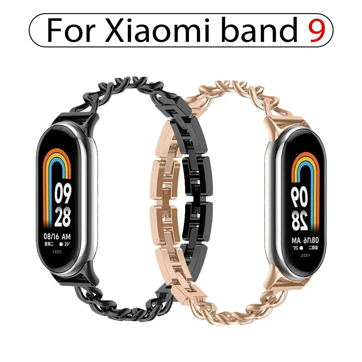 Модный ремешок для браслета Mi Band 9 8 металлические Сменные аксессуары женских