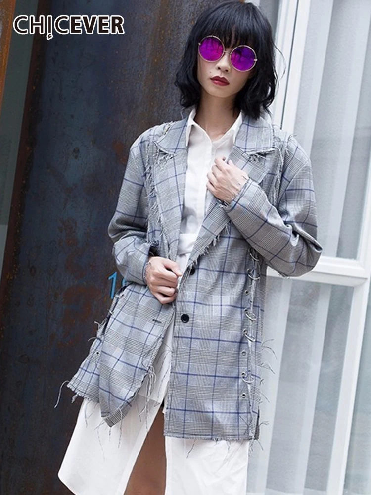 CHICEVER Plaid Blazers For Women Notched Long Sleeve Button Straight Loose Midi Coats Female 2022 Spring Fashion Clothing Style
CHICEVER Plaid Blazers For Women Notched Long Sleeve Button Straight Loose Midi Coats Female 2022 Spring Fashion Clothing Style
