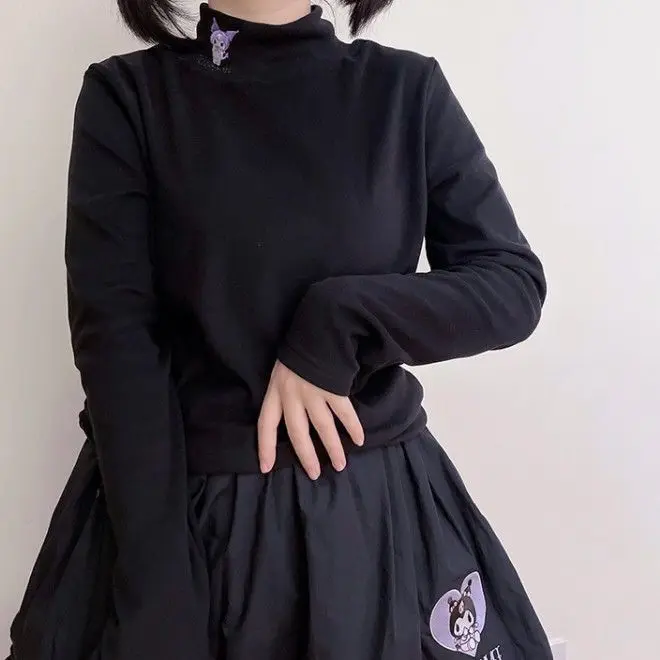 Y2K Kawaii Kuromi Sanrio My Melody High Collar Hoodie Cinnamoroll Embroidery Long Sleeve Tee Shirt Women Warm Underwear Female
Y2K Kawaii Kuromi Sanrio My Melody High Collar Hoodie Cinnamoroll Embroidery Long Sleeve Tee Shirt Women Warm Underwear Female