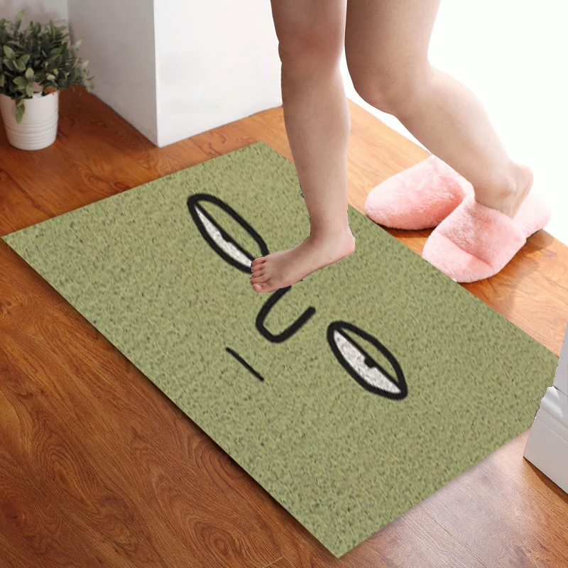 

Welcome Doormat Floor Rugs Kitchen Mat Front Door Entrance Hallway Antiskid Cute Smile Wire Loop Flannel Carpet For Living Room