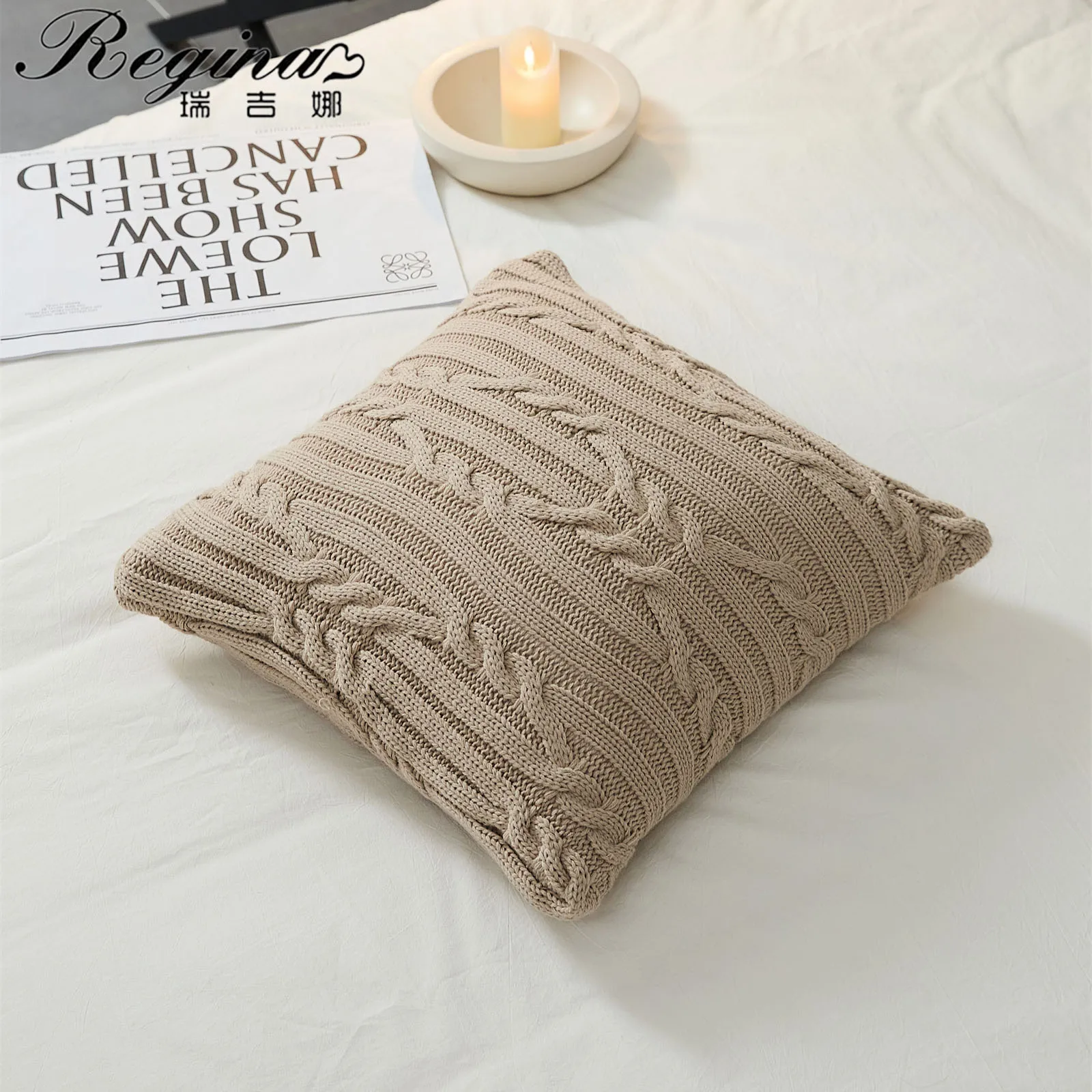 REGINA Nordic Twist Design Knitted Pillow Case Soft Beige Gray Zipper Home Decor Cushion Cover Chair Sofa Bed Car Pillow Cover
REGINA Nordic Twist Design Knitted Pillow Case Soft Beige Gray Zipper Home Decor Cushion Cover Chair Sofa Bed Car Pillow Cover
