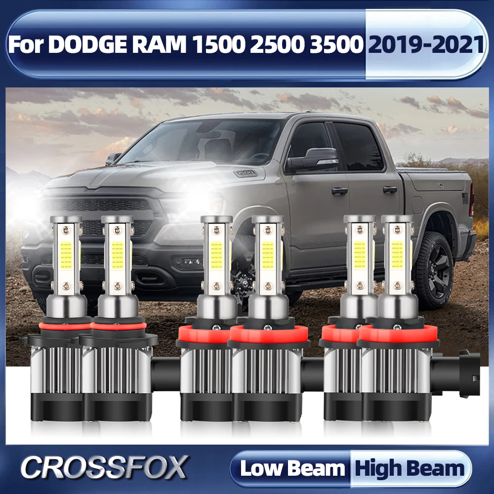 

9005 H11 LED Headlight Bulbs Canbus 12V 360W 60000LM CSP Chip Car Fog Lights For DODGE RAM 1500 2500 3500 2019 2020 2021