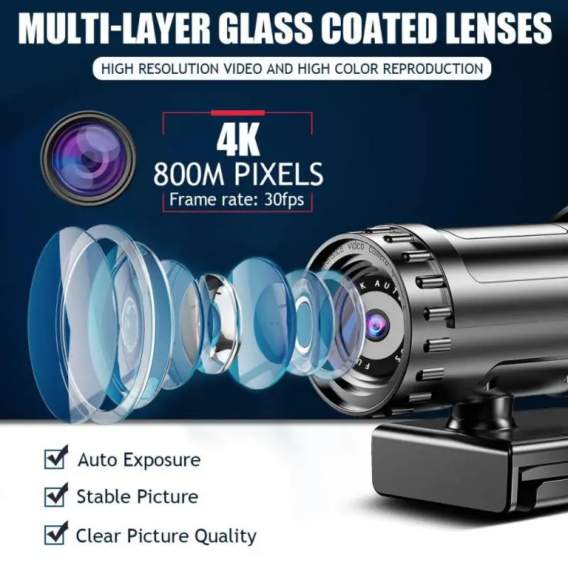 4K Autofocus 1080P Webcam Computer Camera 2K Full HD Network USB Live Webcam Rotatable with Tripod for Live Video Conference
4K Autofocus 1080P Webcam Computer Camera 2K Full HD Network USB Live Webcam Rotatable with Tripod for Live Video Conference