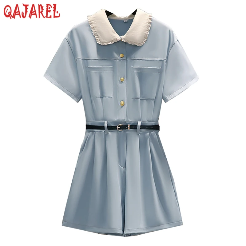 Летний синий комбинезон с коротким рукавом и кукольным воротником, женские модные повседневные Комбинезоны в стиле сафари, новинка 2023, корейские облегающие шикарные комбинезоны
Летний синий комбинезон с коротким рукавом и кукольным воротником, женские модные повседневные Комбинезоны в стиле сафари, новинка 2023, корейские облегающие шикарные комбинезоны